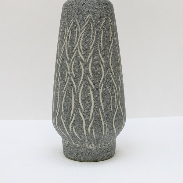Minty-gris moderniste Steuler en céramique Vase Op Art granuleux plante végétal ampoule Mid Century Modern Retro allemande abstrait