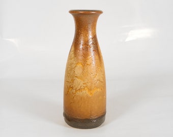 Vintage Scheurich Keramik Caramel Beige Brown Haro Dripping Fat Lava Ceramic Vase Vessel Retro Pottery Art West German Folk Modernist Studio