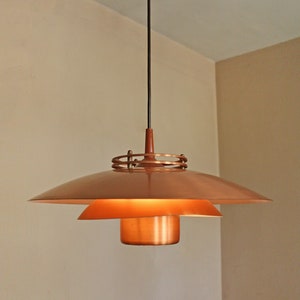 Danish Vintage Form Light model 52585 Copper Pendant Layered Disc Lamp UFO Ceiling Scandinavian Mid Century Modern Mod Retro Minimalist Lyfa