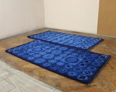 Set of Two Danish Rya Cobalt Blue Runner Shag Rugs Mid Century Modern Vintage XL Eames Panton Space Age Atomic Era Midmod Desso Dutch German