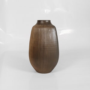 Large Vintage BC Brinckmann Gießen Ribbed Sgraffito Ceramic Vase Brutalist Embossed Vessel West German Pottery Art Mid Century Modern Brown