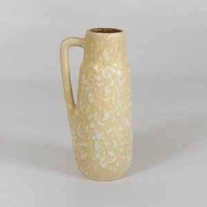 Vintage Scheurich Keramik Slim Textured Pastel Yellow Melting Fat Lava Ceramic Vessel Vase West German Pottery Art Retro Mid Century Modern