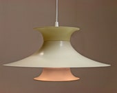 Danish Vintage Ivory Blue Pendant Light Ceiling Lamp Layered Disc UFO Ceiling Scandinavian Mid Century Modern Mod Loft Retro Minimalist MCM