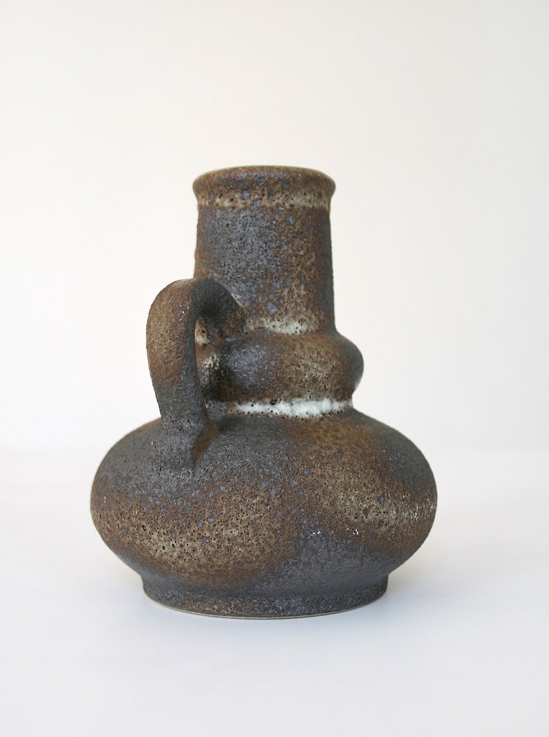 Vintage Jopeko Keramik Scorched Earth Textured Fat Lava Ceramic Pitcher Vase Retro Mid Century Modern West German Pottery Studio Art Teapot image 2