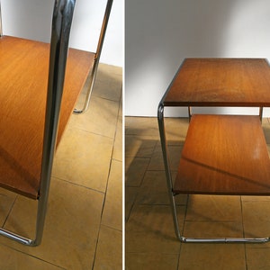 Vintage Marcel Breuer for Thonet B12 Bauhaus Console Side Table Wooden Tubular Chromed Steel Modernist Functional Minimalist Retro Antique zdjęcie 6