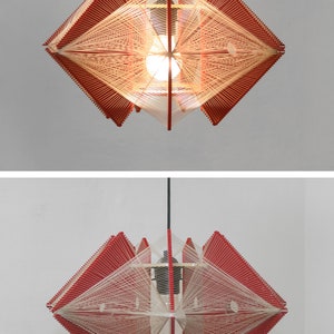 Suspension vintage rouge Paul Secon Sompex en plastique avec ficelle en diamant image 7