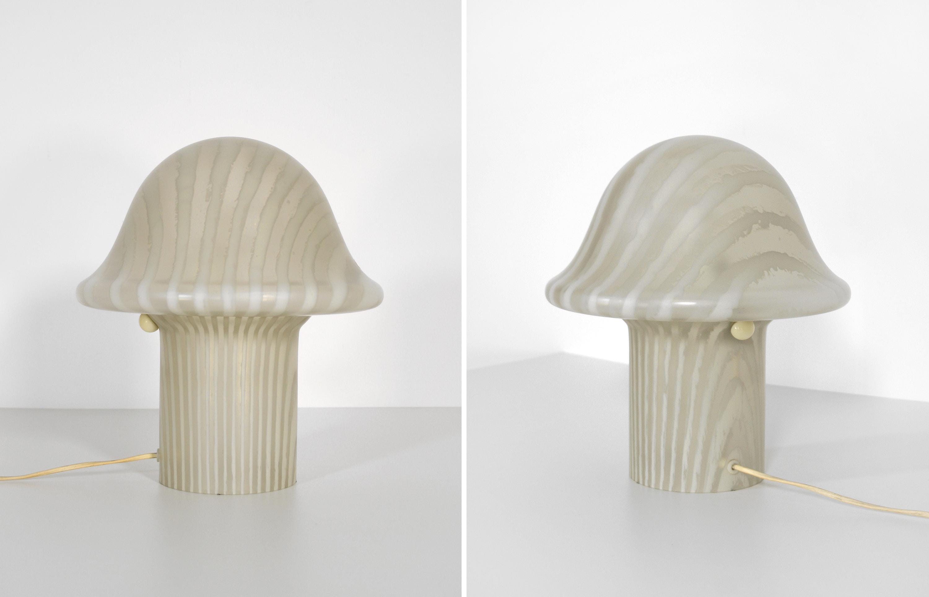 Large Vintage Peill + Putzler Striped Bubble Murano Glass Mushroom
