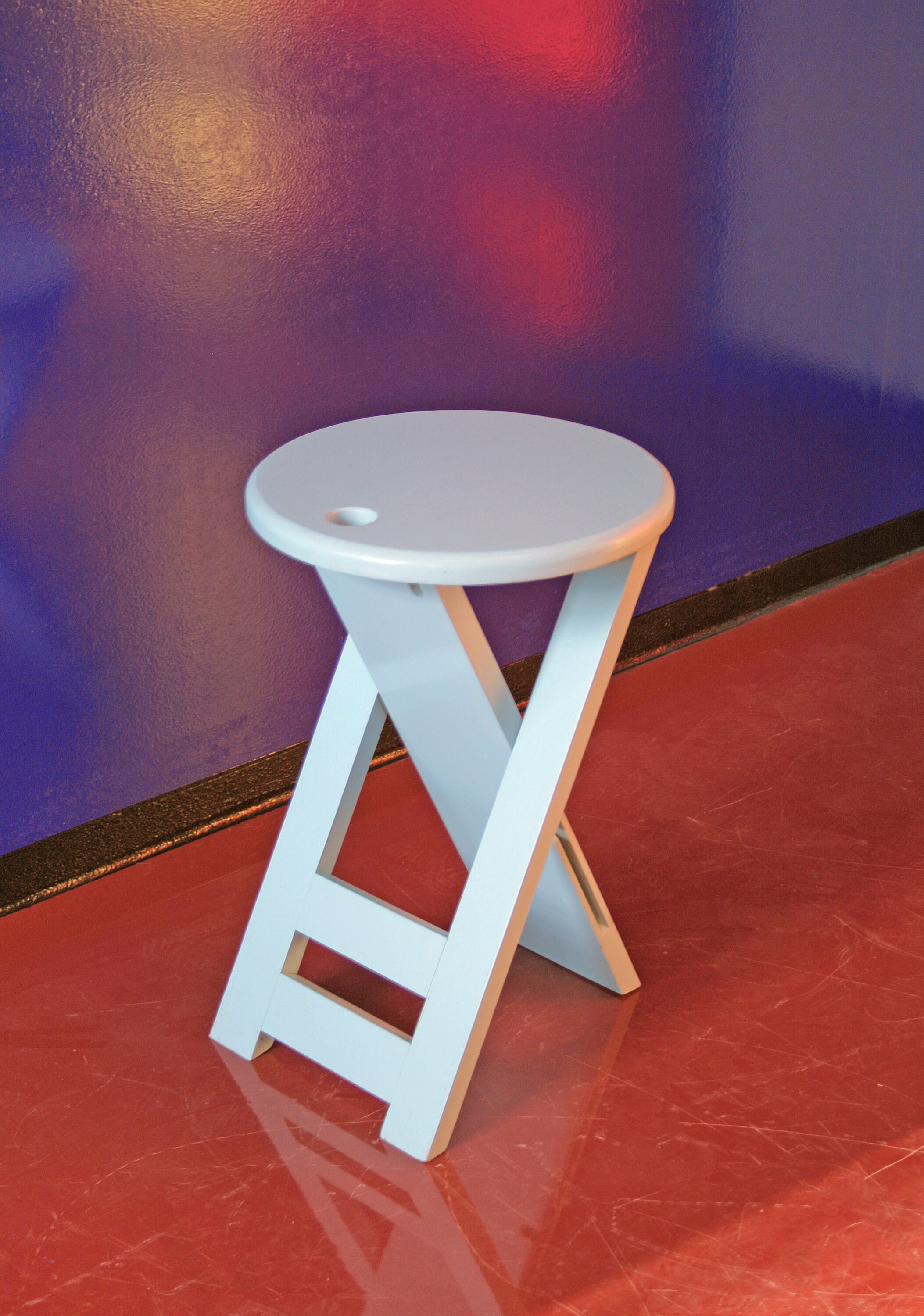 Baby Blue Vintage Roger Tallon TS Modernist Folding Wooden