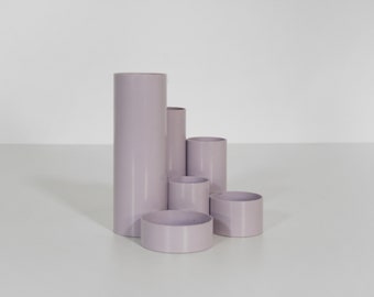 Vintage Lilac Plastic Cylinders Desk Organiser Home Office Segregator Studio Workstation Space Age Atomic Era Mid Century Modern Pastel
