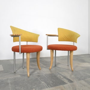 Set Of Two Vintage Burkhard Vogtherr Arflex Postmodern Dining Chairs Italian Mid Century Modern Memphis Accent Desk Sculptural Retro Pair