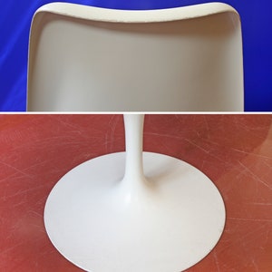 Vintage Eero Saarinen Knoll International Orange White Tulip Chair Retro Mid Century Modern Club Accent Dining Desk Shell Modernist Genuine image 8