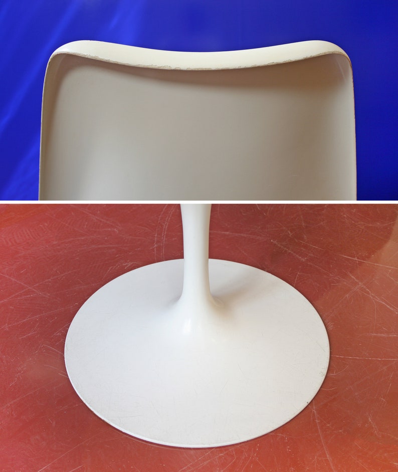 Vintage Eero Saarinen Knoll International Orange White Tulip Chair Retro Mid Century Modern Club Accent Dining Desk Shell Modernist Genuine image 8