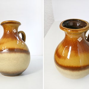 Vintage Scheurich Keramik Round Fat Lava Ceramic Floor Vase Caramel Honey Mid Century Modern West German Pottery Art Retro Large Pitcher WGP image 2