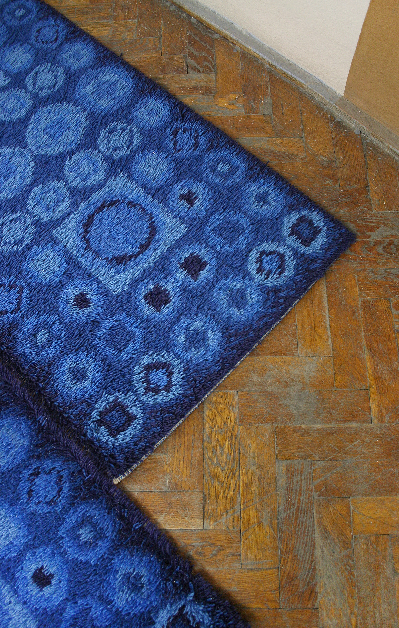Set of Two Danish Rya Cobalt Blue Runner Shag Rugs Mid Century Etsy
