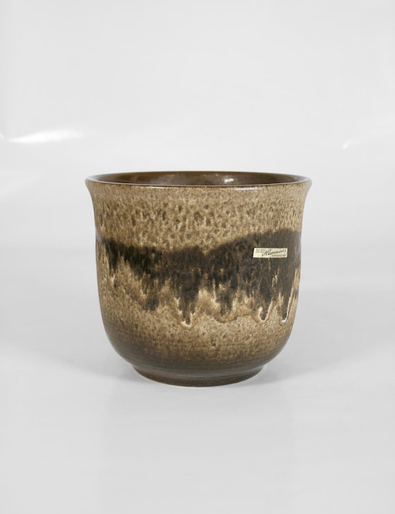 Vintage Scheurich Keramik Sandy Beige Coffee Brown Fat Lava