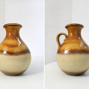 Vintage Scheurich Keramik Round Fat Lava Ceramic Floor Vase Caramel Honey Mid Century Modern West German Pottery Art Retro Large Pitcher WGP image 4