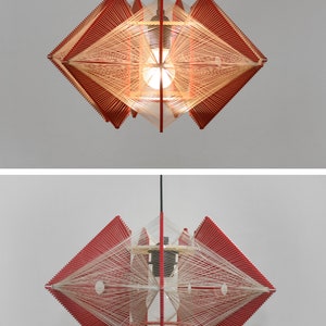 Suspension vintage rouge Paul Secon Sompex en plastique avec ficelle en diamant image 4