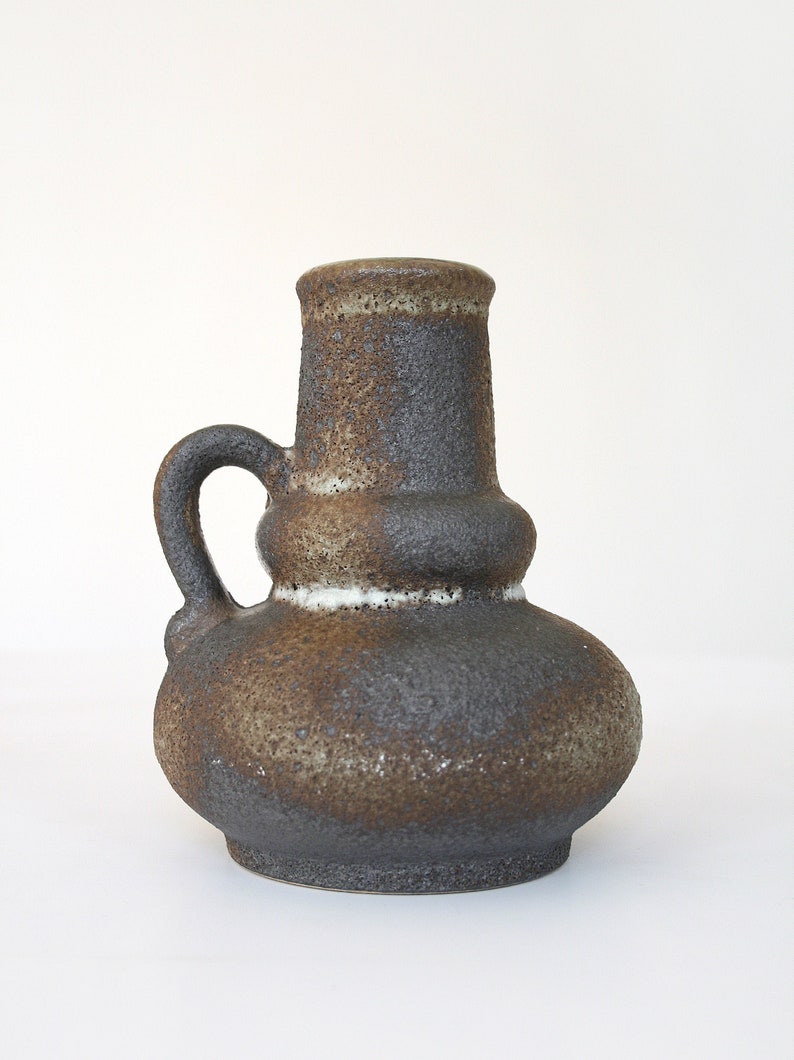 Vintage Jopeko Keramik Scorched Earth Textured Fat Lava Ceramic Pitcher Vase Retro Mid Century Modern West German Pottery Studio Art Teapot image 1