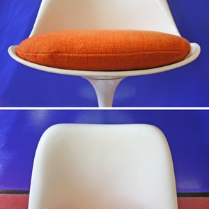 Vintage Eero Saarinen Knoll International Orange White Tulip Chair Retro Mid Century Modern Club Accent Dining Desk Shell Modernist Genuine image 6