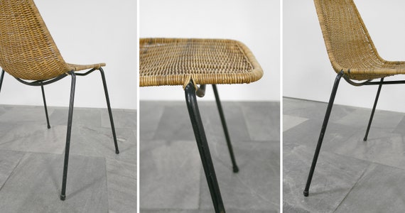 ヴィンテージ カンチレバー チェア籐 ラタン スチール 椅子 レトロ