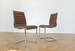 Pair of Vintage Chocolate Brown Textile Ribbed Cantilever Chrome Dining Chairs Italian Office Desk Loft Sling Bauhaus Tubular Minimalist 