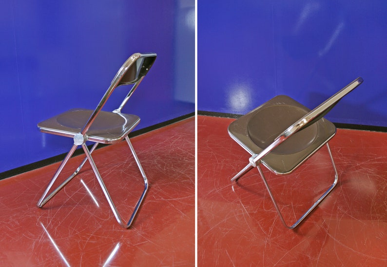 Brown Plastic Vintage Castelli Italy Plia Foldable Chair by Giancarlo Piretti Desk Office Chrome Loft Studio Retro Modernist Functional MCM image 5