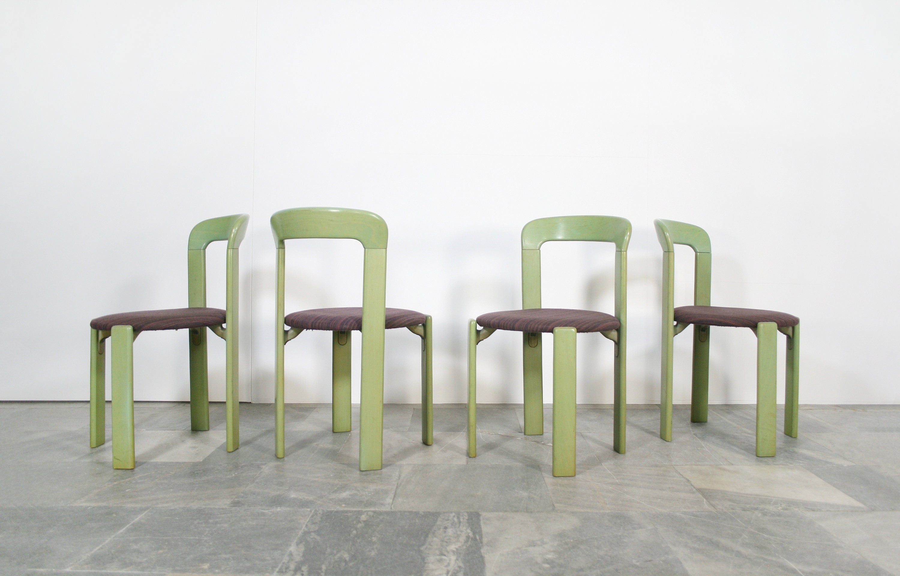 Set of 4 Vintage Light Green Purple Bruno Rey for Kusch & Co