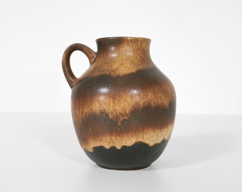 Vintage Ruscha Keramik Fat Lava Ceramic Pitcher Vase Painterly Rusty Caramel Brown Jug West German Pottery Studio Art Mid Century Modern WGP