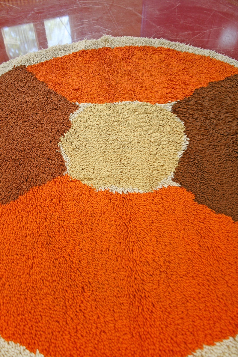 Mid Century Modern Desso Abstract Flower Shag Area Pile Rug Vintage ...