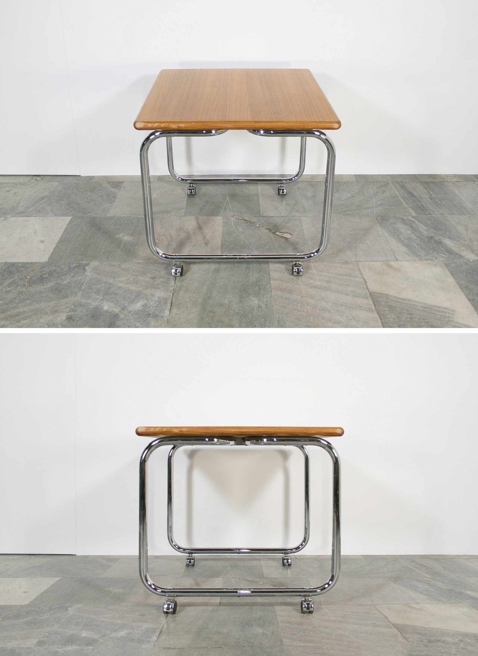 Vintage Mid Century Modern Italian Wooden Desk on Wheels - Etsy