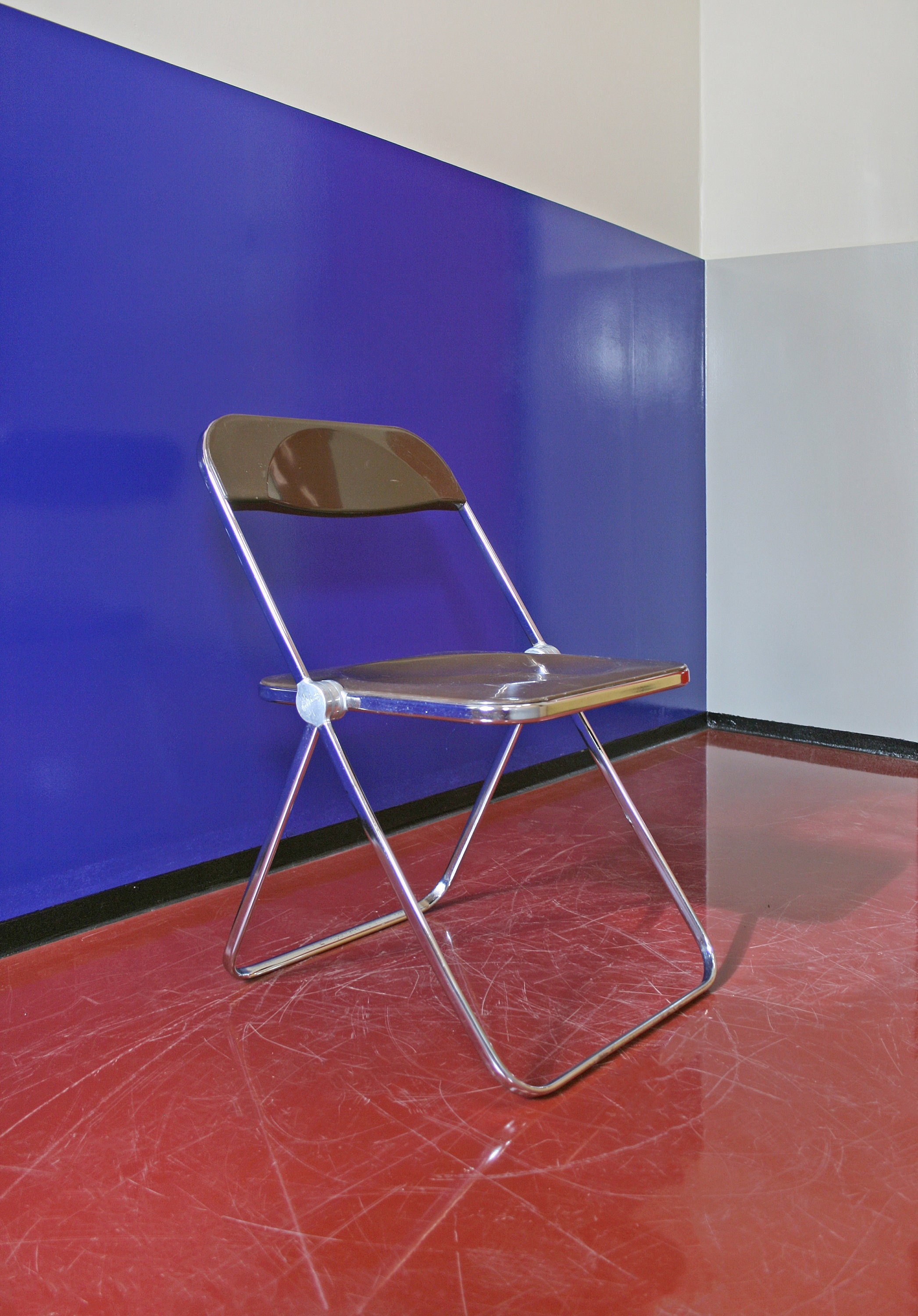 Brown Plastic Vintage Castelli Italie Plia Chaise Pliable Par Giancarlo Piretti Bureau Chrome Loft S