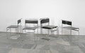 Price per Piece Vintage Giovanni Carini Planula Genuine Black Leather Tubular Chrome Libellula Chair Desk Dining Bauhaus Stacking Set Sleek