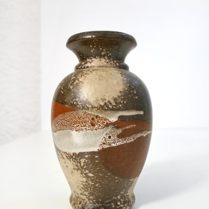 Vintage Scheurich Dripping Fat Lava Ceramic Vase Beige Rusty Chocolate Brown Taupe Mid Century Modern Retro Pottery Art Studio Small WGP WGC image 6