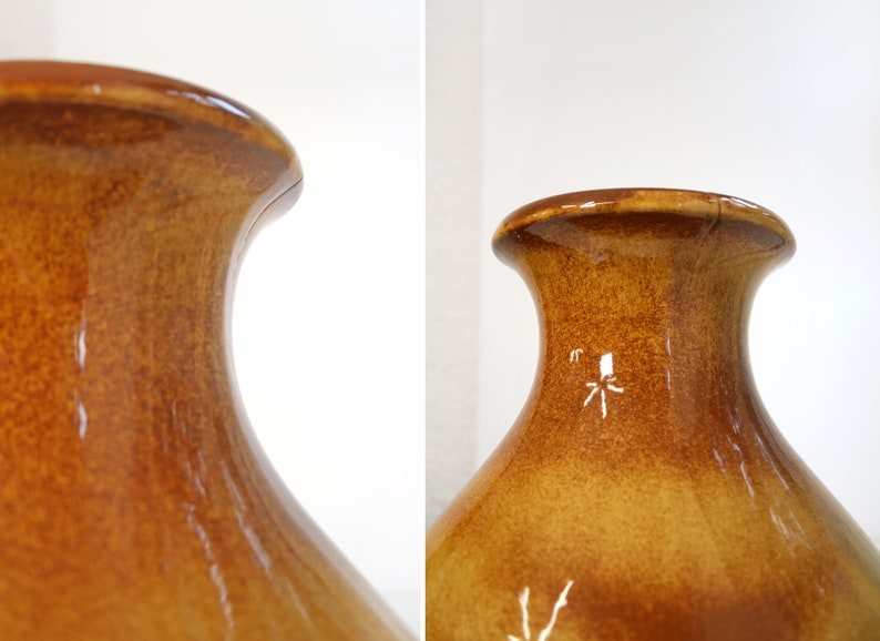 Vintage Scheurich Keramik Round Fat Lava Ceramic Floor Vase Caramel Honey Mid Century Modern West German Pottery Art Retro Large Pitcher WGP image 3