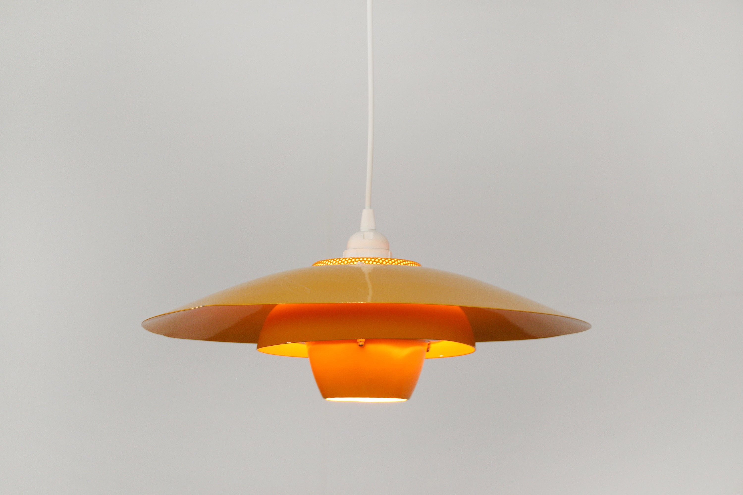 Retro Modern Disc Mod Viola Etsy Ceiling - Sweden Yellow Jeka Century Metaltryk Scandinavian Layered Loft Lamp Vintage UFO Mid Minimalist Pendant Danish