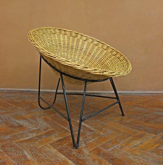 Vintage Mathieu Mategot Wicker Cone Lounge Chair Basket Scoop Boho Modernist Patio Terrace Studio Bedroom Garden French Shell Cone Bohemian Etsy