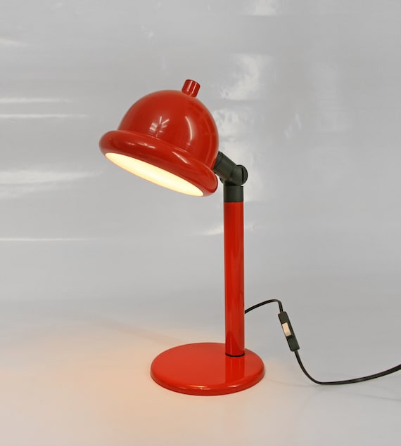 Red Vintage Hustadt Leuchten Postmodern Adjustable Desk Lamp Retro