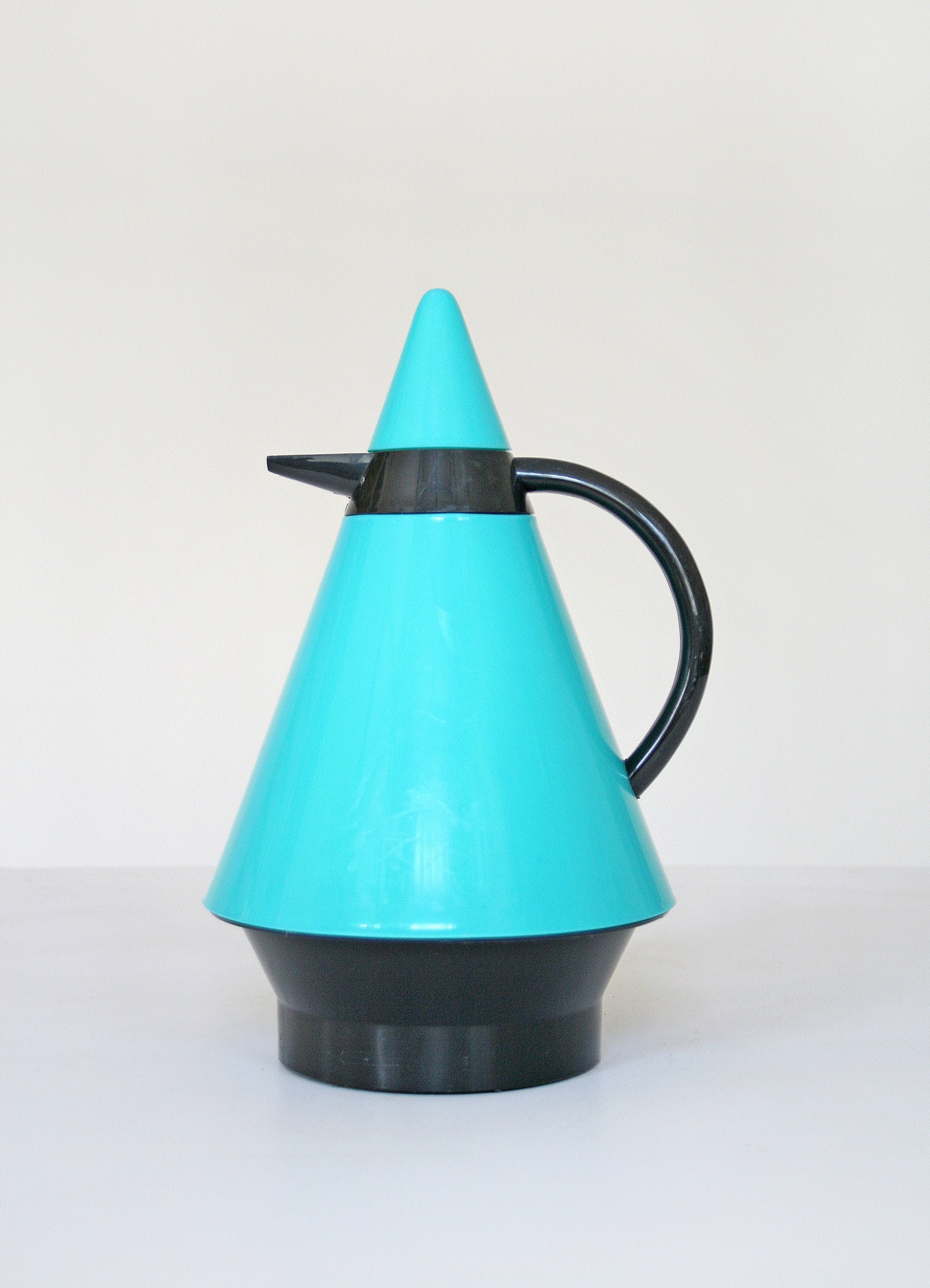 Vintage Emsa Brasil Rio Turquoise Black Conical Postmodern Thermal Pot Carafe Pitcher West German Po