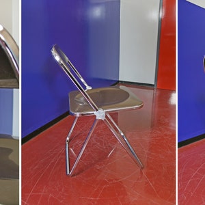 Brown Plastic Vintage Castelli Italy Plia Foldable Chair by Giancarlo Piretti Desk Office Chrome Loft Studio Retro Modernist Functional MCM image 7