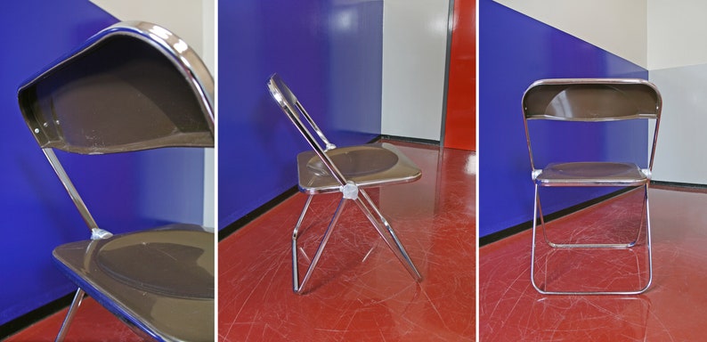 Brown Plastic Vintage Castelli Italy Plia Foldable Chair by Giancarlo Piretti Desk Office Chrome Loft Studio Retro Modernist Functional MCM image 7