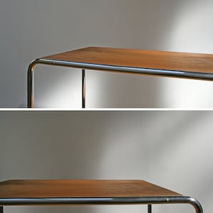 Vintage Marcel Breuer for Thonet B12 Bauhaus Console Side Table Wooden Tubular Chromed Steel Modernist Functional Minimalist Retro Antique zdjęcie 5