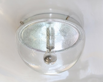 Lámpara de techo empotrada vintage Peill + Putzler Bubble de cristal de Murano, grande, Pulegoso, moderna de mediados de siglo, redonda, cromada, translúcida