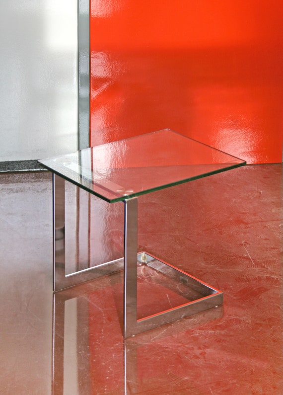 Vintage 80s Gebra Postmodern Glass Cantilever Coffee Side End