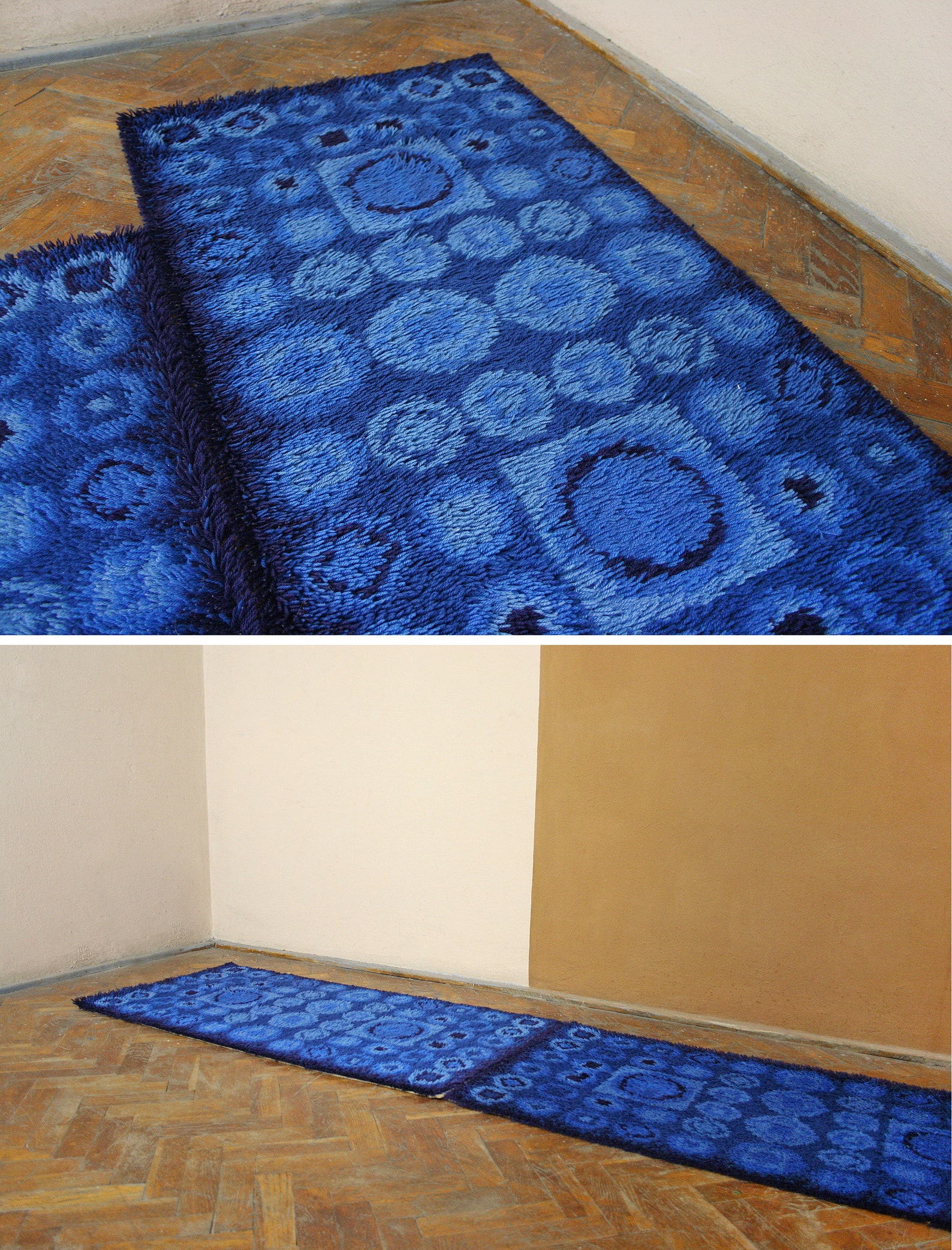 Set of Two Danish Rya Cobalt Blue Runner Shag Rugs Mid Century Etsy