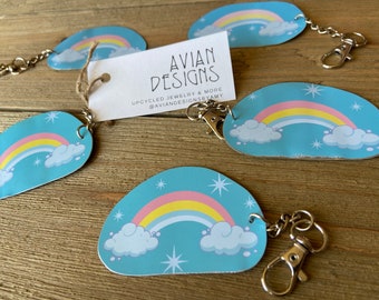 Pastel rainbow backpack charms, Pansexual flag keychains