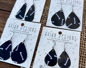 Bone Print Earrings, Upcycled Gothic Jewelry, Lightweight Halloween Earrings