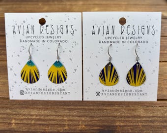 Sunray Teardrop Earrings | Upcycled Tin | Lightweight Dangles