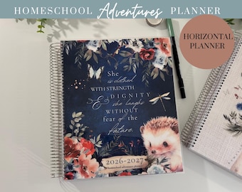 Horizontal Homeschool Adventures Planner, 26-27, Navy Quote cover