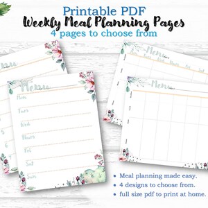 Weekly Meal Plan Pages Printable PDF Download
