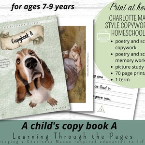 Cuaderno A, trabajo de copia inspirado en Charlotte Mason, trabajo de memoria y lecciones de estudio de imágenes para niños de 7 a 9 años que educan en el hogar
